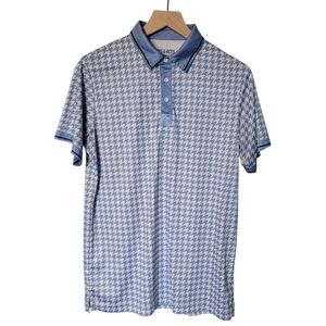 Pins & Aces‎ Golf Blue and White Polo Shirt Size M